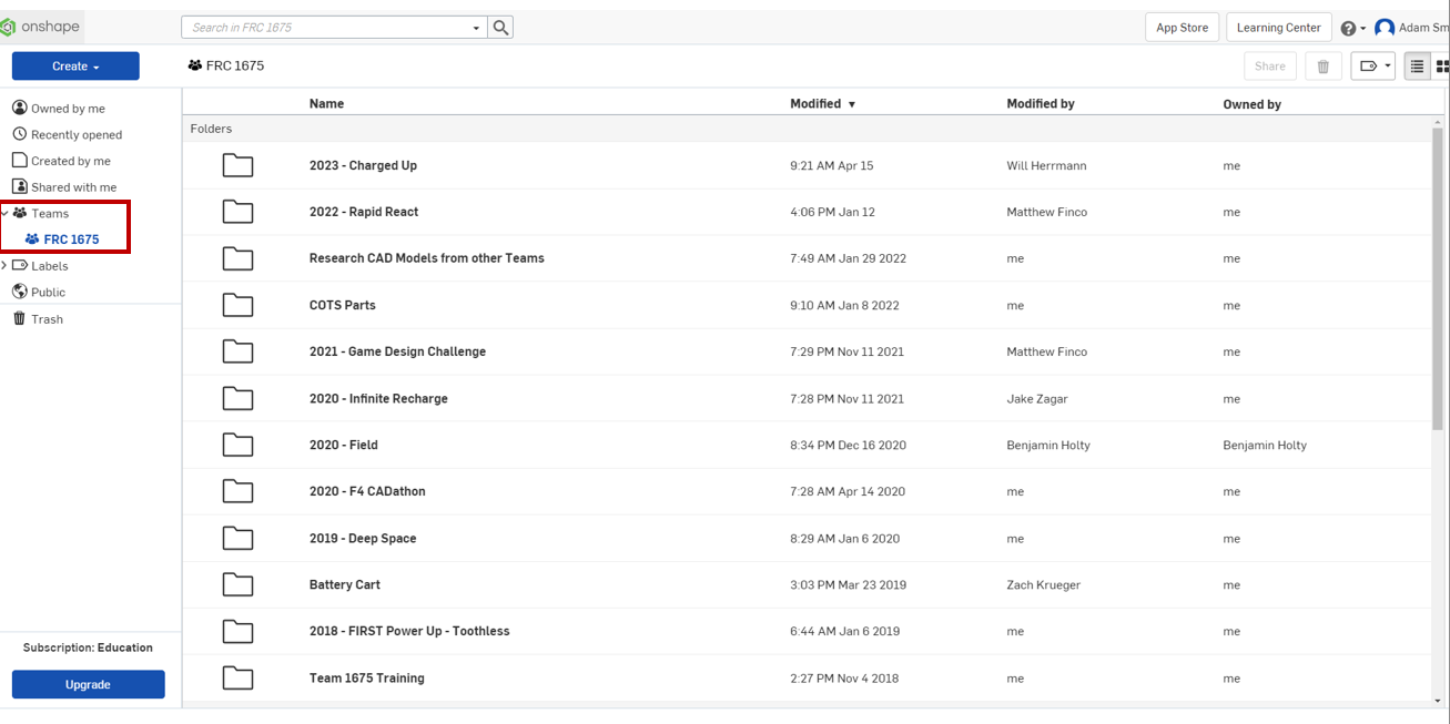 Onshape Team Page